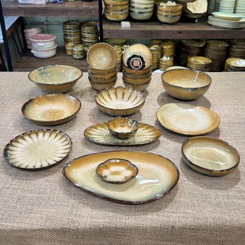 Bộ Đồ Ăn 22 Món Hoàng Kim Men Hỏa Biến Gốm Làng Bát Tràng Cho Gia Đình 6-10 Người Cao Cấp An Toàn Sức Khỏe